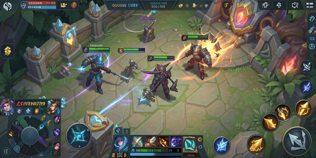 Tampilan gameplay seru dari GOWIN789 dalam pertarungan MOBA.