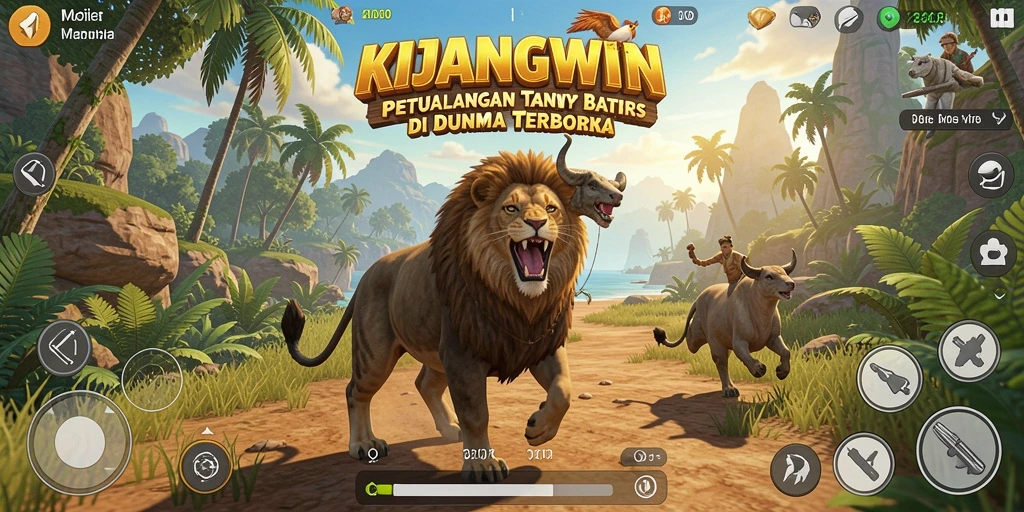 Tampilan gameplay KIJANGWIN di dunia terbuka yang luas.