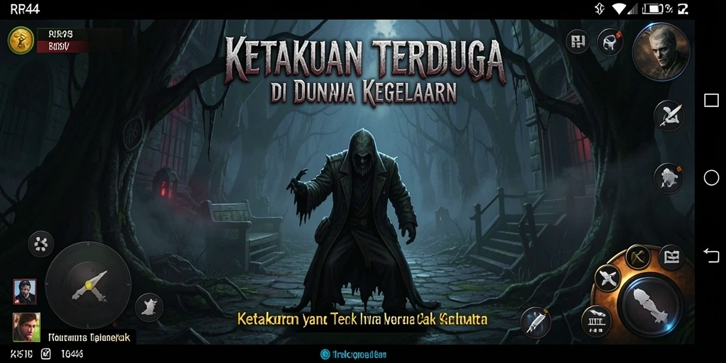 Screenshot gameplay RR44 menampilkan suasana gelap dan mencekam.