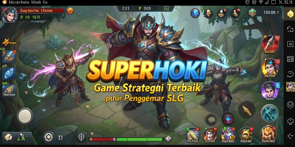 Tangkapan layar utama permainan SUPERHOKI menunjukkan aksi SLG yang mendebarkan.