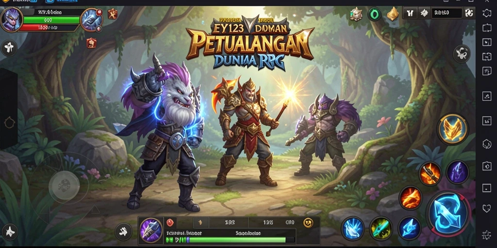 Screenshot gameplay YY123 menampilkan karakter dalam pertempuran epik.
